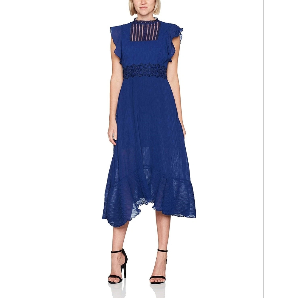 Foxiedox Asymmetrical Blue Midi Dress Size L